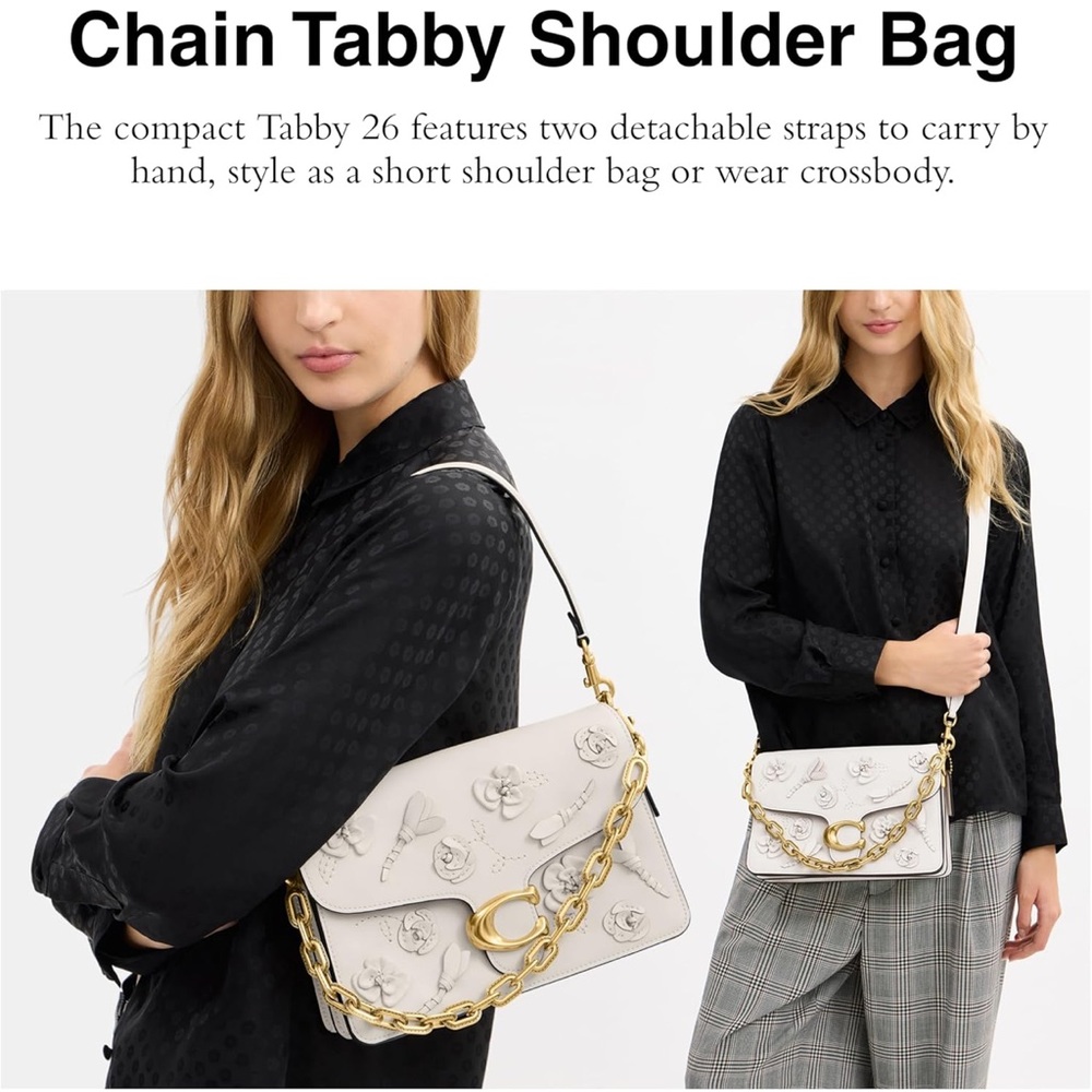 Coach Tabby 26 White Bag with Gold Floral Accents - New - Picture 3 of 7